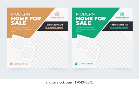 Set modern real estate square editable banner template. Minimalist design.Suitable for social media post and web internet ads. illustration with photo college. fashion sale social media post design - Powered by Shutterstock