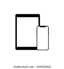 set of modern tablet and mobile phone  isolated - vector