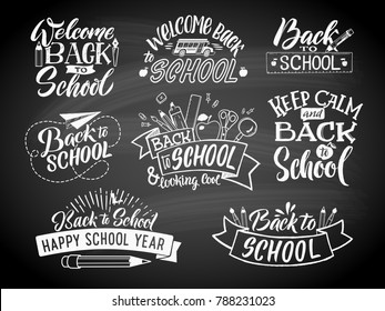 Set Monochrome School Labels Emblem Design Stock Illustration 788231023 ...