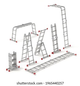 Set of multifunction ladder forms - 3D illustration