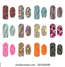 Set Of Nail Designs For Beauty Salon. Nails Art Stickers.