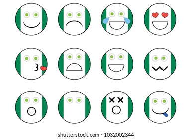 Set Of Nigeria Emoji.