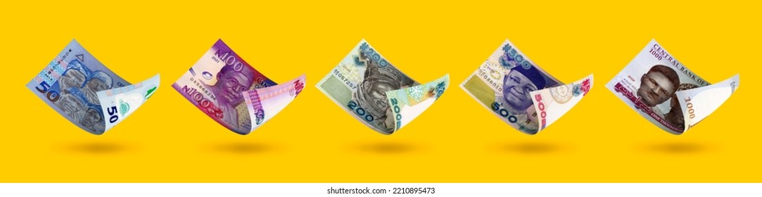 Set Of Nigerian Naira Notes Denomination. 3d Illustration