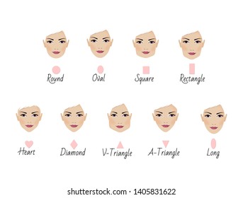 Set Nine Different Womans Face Shapes Stock Illustration 1405831622 ...