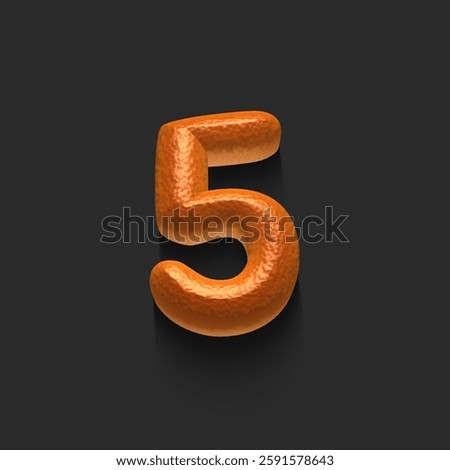 set of numbers made of bread, 3d illustration, number five