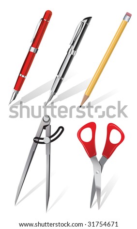 Set of office or education objects