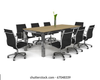 Set of office furniture on a white background
