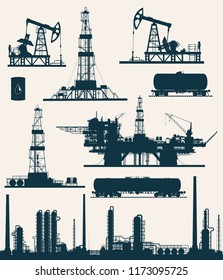 Set Oil Gas Industry Elements Silhouettes Stock Illustration 1173095725 ...