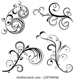 Vector Illustration Set Swirling Flourishes Decorative Stock Vector ...