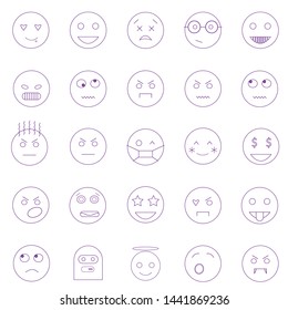 Set Outline Emoticons Emoji Isolated On Stock Illustration 1441869236 ...