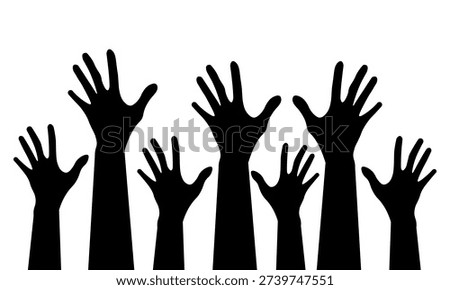Set of outstretched hands. Vector illustration