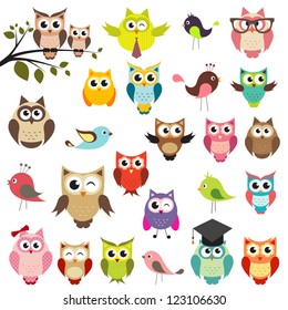 set of owls. Raster version