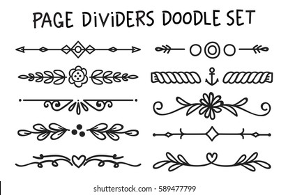 Set Of Page Divider In Doodle Style