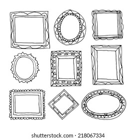 Set Hand Drawn Picture Frames Stock Vector (Royalty Free) 148364558