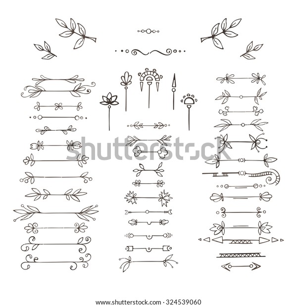 Set of plant\
frames, dividers, branches.\
Doodle