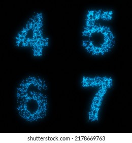 Set Of Plexus Network Style Numbers On Black Background