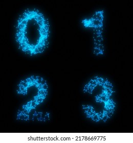 Set Of Plexus Network Style Numbers On Black Background