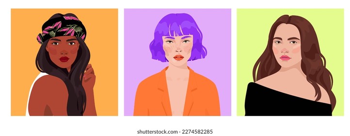 Set of portraits of women of different gender and age. Diversity. flat illustration. Avatar for a social network.	
 - Powered by Shutterstock