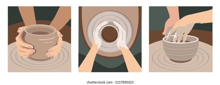 Set of posters for a pottery workshop, ceramics studio.  - Powered by Shutterstock