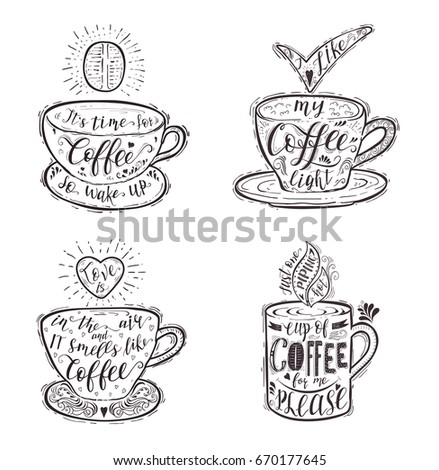 Royalty Free Stock Illustration Of Set Quotes Coffee On Cup