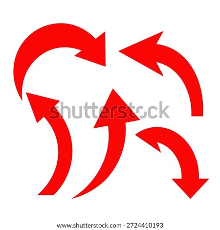 set red arrow pointing on white 