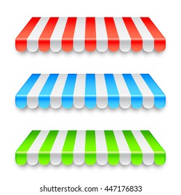 Canopy Set Red Blue Awning Store Stock Vector (Royalty Free) 2160533039 ...