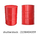 Set of red metal barrels on a white background, 3d render