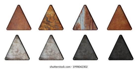 Set of rustic boards, triangles isolated 3d rendering on white background
