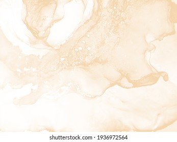 Set Sail Champagne. White Wallpaper. Alcohol Ink Blots. Background for Cards. Contrast Transparent clouds Spill. Champagne Divorce Pigment. Ink Puddle.