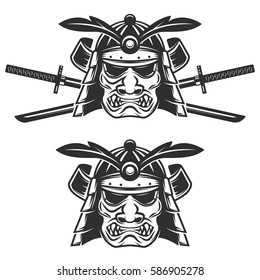 Set Samurai Mask Crossed Swords Isolated Stock Illustration 586905278 ...