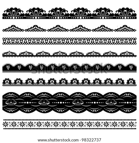 Set Scalloped Vector Borders Stock Illustration 98322737 - Shutterstock