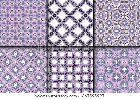 Set of Seamless geomteric patterns.  illustration. Hand drawn wrap wallpaper, cover fabric, cloth textile design.