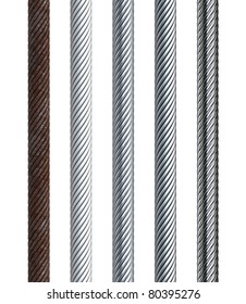 Set Of Seamless Steel Cable, Isolated 3d Render