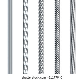 Set Of Seamless Steel Cable, Isolated 3d Render