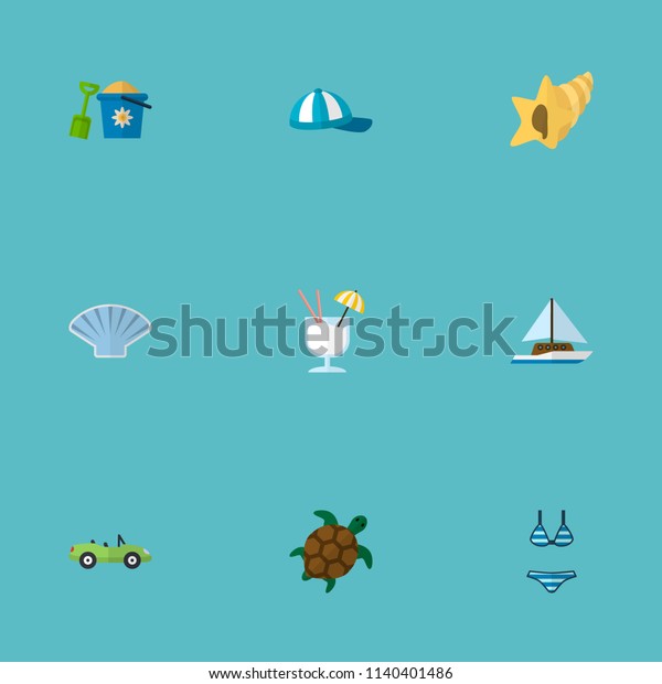 Set of\
season icons flat style symbols with turtle, shell, sink and other\
icons for your web mobile app logo\
design.