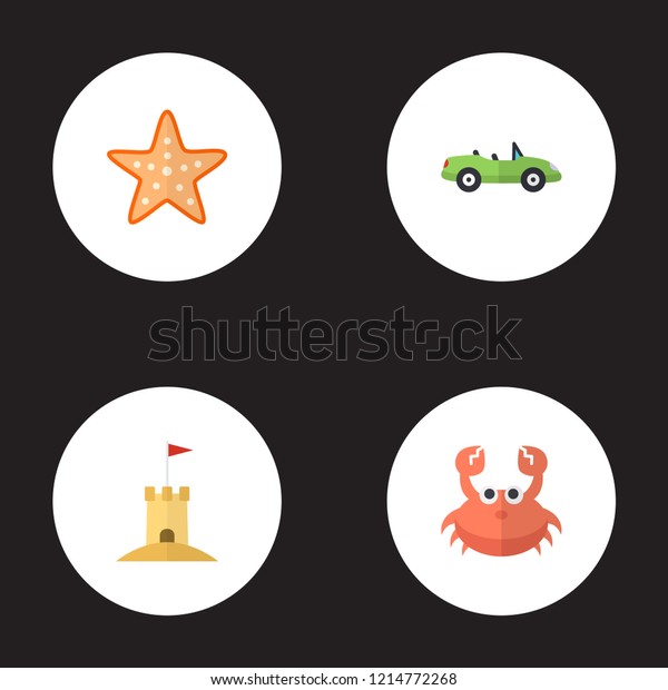 Set of season icons\
flat style symbols with sand, starfish, crab icons for your web\
mobile app logo\
design.