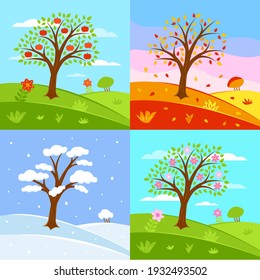 Vector Illustration Four Seasons Stock Vector (Royalty Free) 116535769 ...