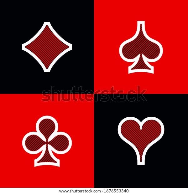 Set Shape Diamonds Clovers Hearts Spades Stock Illustration 1676553340 ...