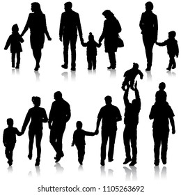 Drawing Parents Children Silhouettes People Stock Illustration 54676600