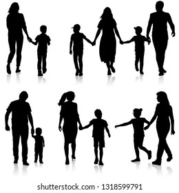 Set Silhouette Happy Family On White Stock Vector (Royalty Free ...