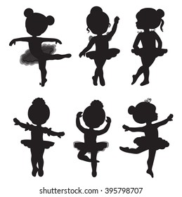 Set of silhouettes of little ballerinas.