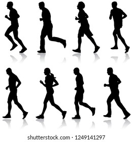 Set Silhouettes Runners On Sprint Man Stock Illustration 1249141297