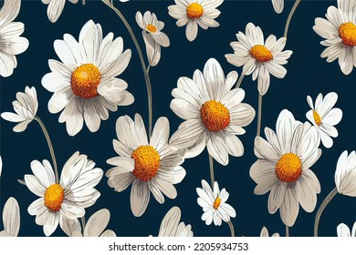 Set Of Simple White Floral Seamless Patterns. Daisy Flowers Collection Luxury 4k Wallpaper.