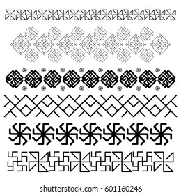 Set Black Seamless Slavic Ethnic Borders Stock Vector (Royalty Free ...