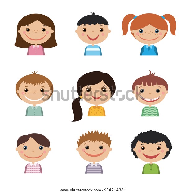 Set Smiling Kids Stock Illustration 634214381 | Shutterstock