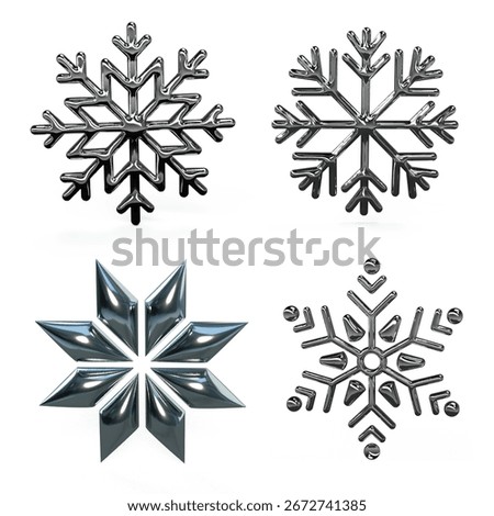 SET OF SNOWFLAKE 3D CHROME 