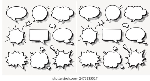 Set of speech bubbles. Speak bubble text, cartoon chatting box, message box. Blank empty white speech bubbles.

 - Powered by Shutterstock