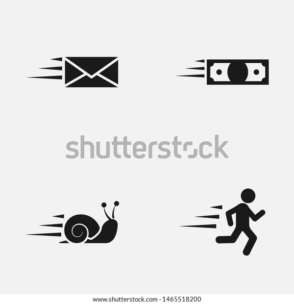 Set of speed  black and
white icons.