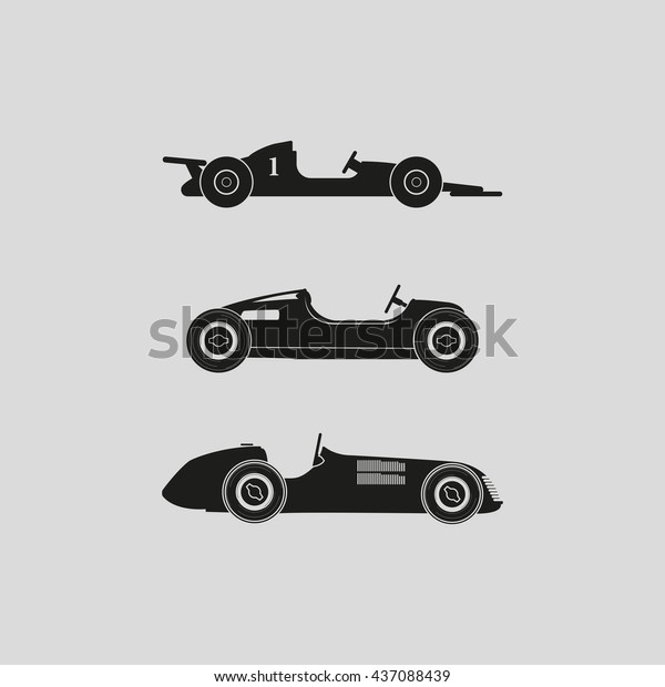 Set of\
sport car icons. Retro sport cars\
illustration.