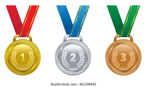 Set Sports Awards Gold Silver Bronze Stock Illustration 461198443 ...